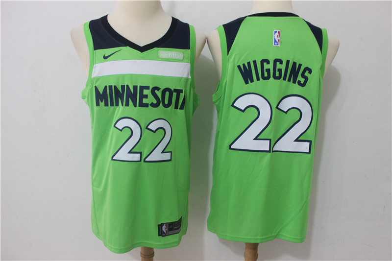 Men Minnesota Timberwolves #22 Wiggins Green Game Nike NBA Jerseys